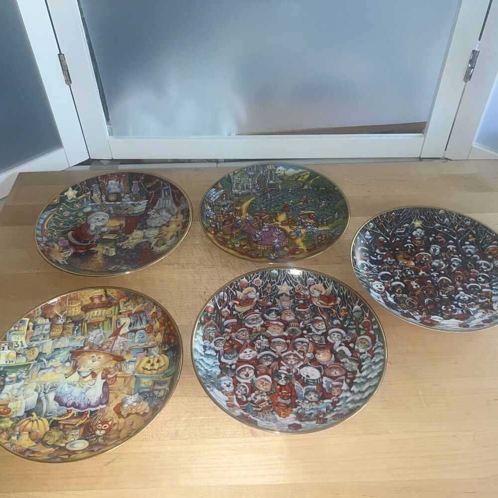 FRANKLIN MINT BILL BELL CAT DOG PLATES LIMITED EDITION FINE PORCELAIN Lot 5